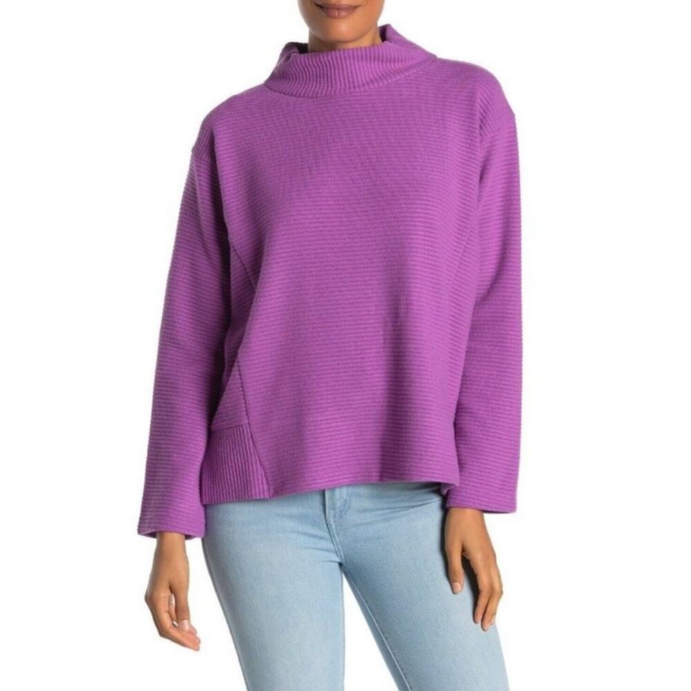 New Melloday Pullover Sweater Mock Funnel Neck Orchid Purple Loose Fit XS